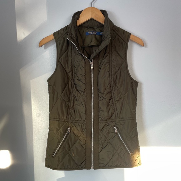 olive green polo vest